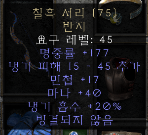 디아블로2 레저렉션 칠흑 서리 반지 옵션