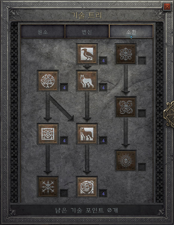 레벨 60 늑드루 소환 스킬 트리